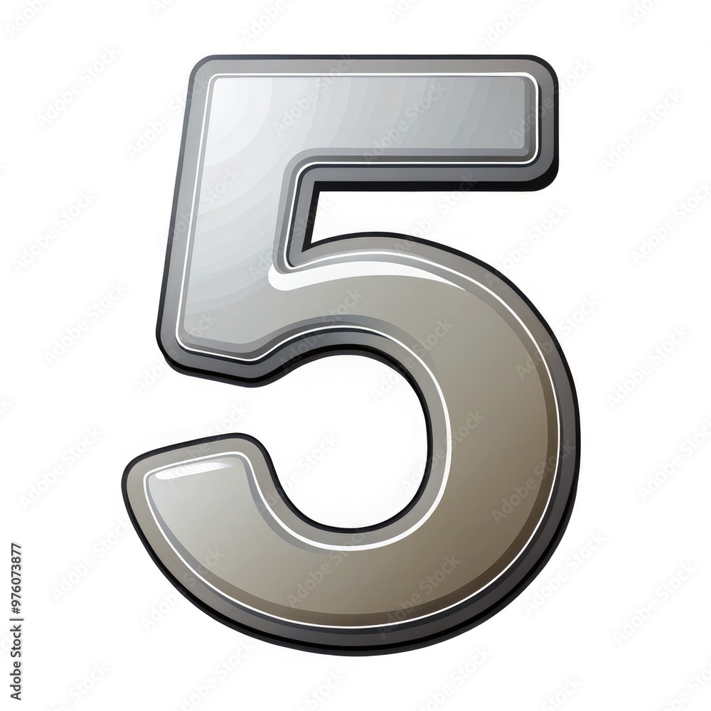 Gray cartoon number five in a playful design suitable for various creative projects. Generative AI Gray cartoon number five in a playful design suitable for various creative projects. Generative AI
