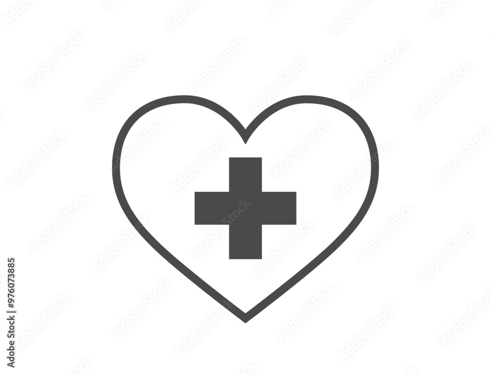 Medical and healthcare icon. Heart with cross. Therapy and treatment symbols. Isolated vector image in simple style Medical and healthcare icon. Heart with cross. Therapy and treatment symbols. Isolated vector image in simple style