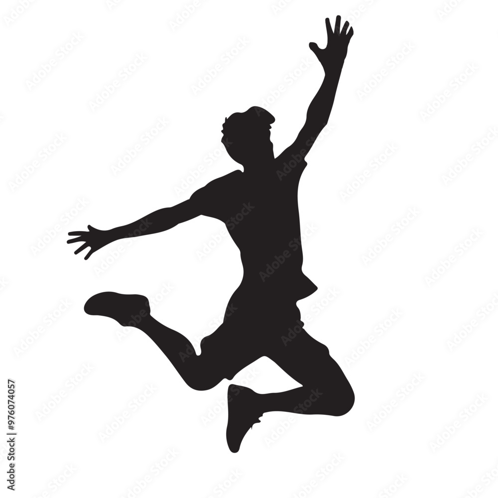 Silhouette of a person jumping in the air vector on a white background Silhouette of a person jumping in the air vector on a white background