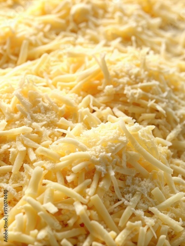 Finely grated cheese showcasing delicate texture on a standard scale close-up. Generative AI