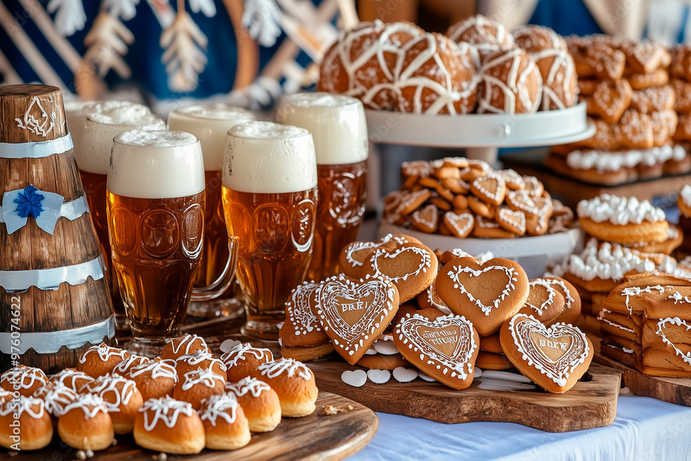 set of assortment of beer kegs, lederhosen, dirndls, and musical instruments like accordions and trumpets. Include symbols like hops, beer mugs, and sausages on skewers, traditional Bavarian food
set of assortment of beer kegs, lederhosen, dirndls, and musical instruments like accordions and trumpets. Include symbols like hops, beer mugs, and sausages on skewers, traditional Bavarian food