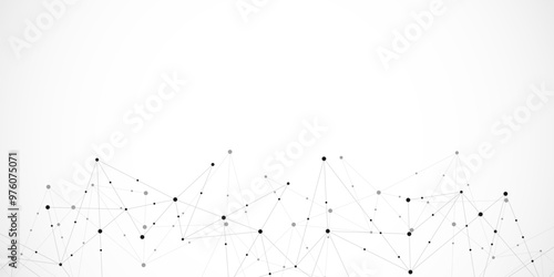 Vector illustration of minimalistic design with connecting the dots and lines. Abstract geometric background of science and technology concept