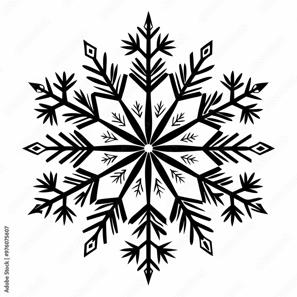 Intricate Snowflake Pattern in Black and White Geometric Design Intricate Snowflake Pattern in Black and White Geometric Design