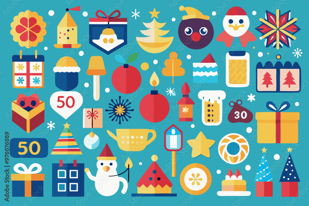 Editable Vector illustration of  New Year icon set