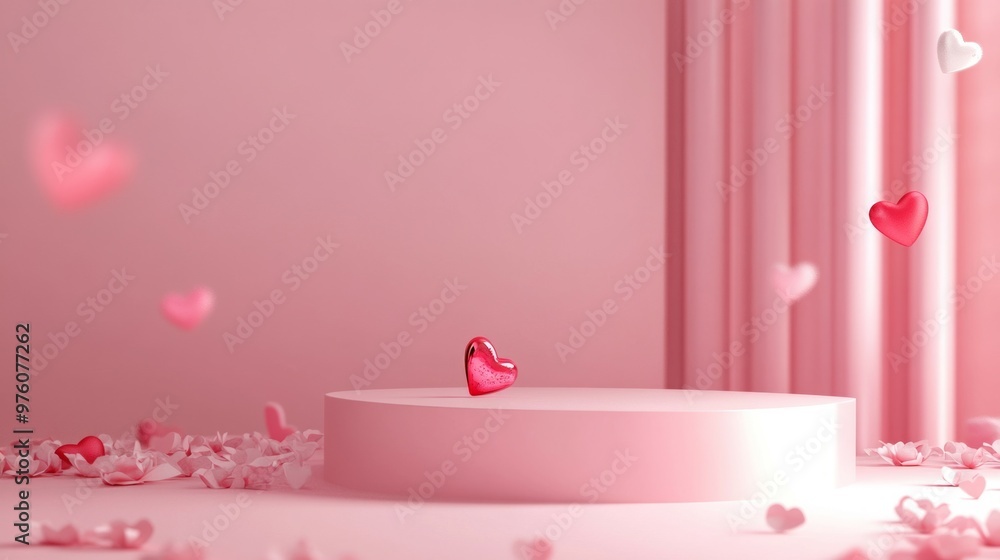 empty luxury product display podium, Valentines day theme background. empty luxury product display podium, Valentines day theme background.
