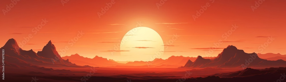 A minimalist illustration of a stark desert under a blazing sun A minimalist illustration of a stark desert under a blazing sun