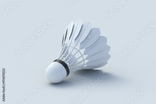 Shuttlecock for badminton on gray background. Sports accessories. Games for leisure. Professional equipment for tournament and competition. 3d render photo