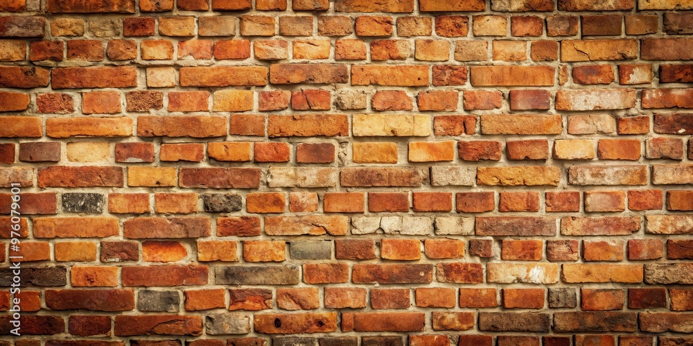 Fototapeta premium Rough, vintage brick wall with cracked plaster texture in rustic style