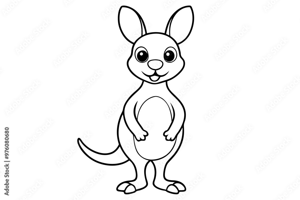 A kangaroo stands vector line art illustration A kangaroo stands vector line art illustration