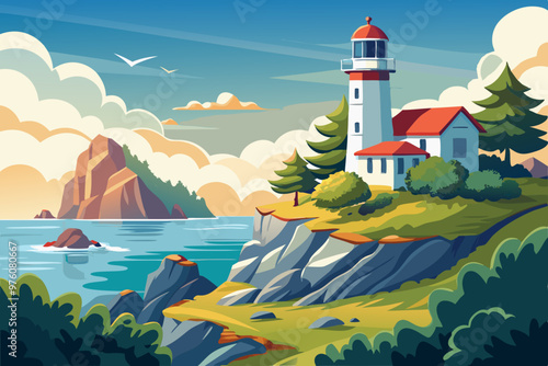 A vector illustration of a lighthouse