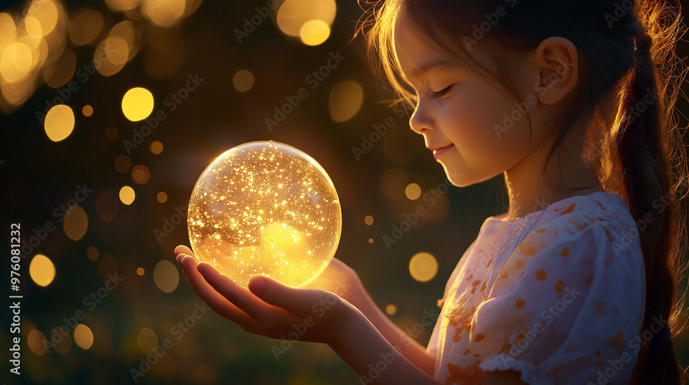 Naklejka premium The glowing light symbolizes the love and responsibility of nurturing the next generation while embracing the beauty of life