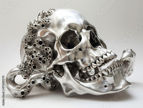 Silver Skull Sculpture: A Study of Mortality and Transformation