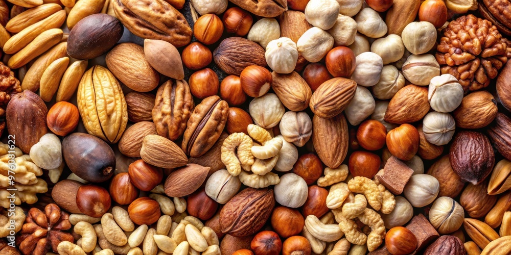 Close-up of different textures of nuts including smooth, rough, gritty, and bumpy Close-up of different textures of nuts including smooth, rough, gritty, and bumpy