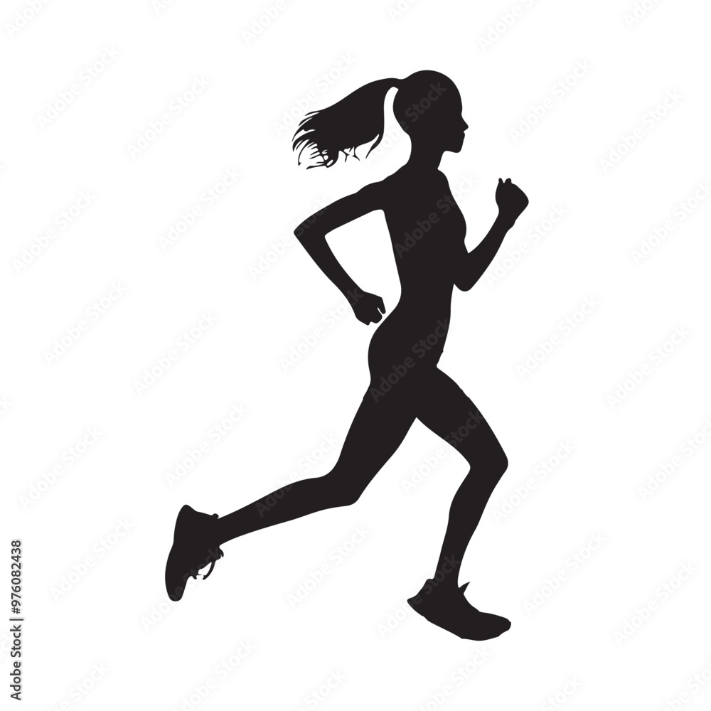 Silhouette of a runner in mid-stride vector on a white background Silhouette of a runner in mid-stride vector on a white background