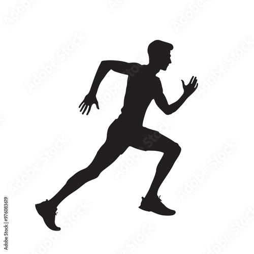 Silhouette of a runner in mid-stride vector on a white background