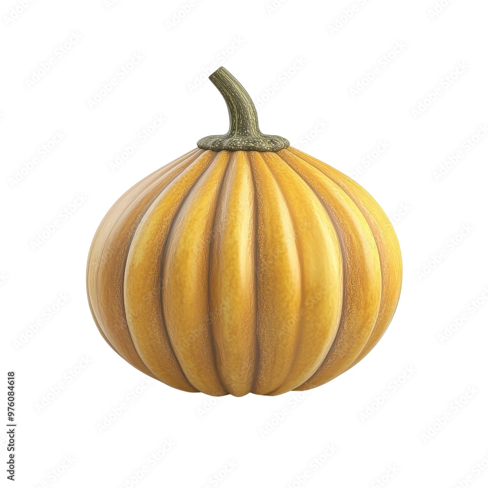 Vibrant yellow pumpkin with distinct ribbed texture and a green stem, perfect for autumn and harvest-themed designs., isolated on a transparent background. Vibrant yellow pumpkin with distinct ribbed texture and a green stem, perfect for autumn and harvest-themed designs., isolated on a transparent background.