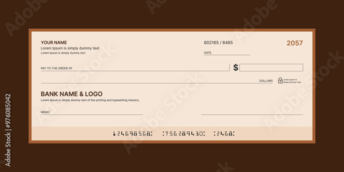 Blank bank check, checkbook cheque template or money payment paper voucher, vector mockup. Business or personal account cash pay cheque certificate or paycheck coupon from checkbook