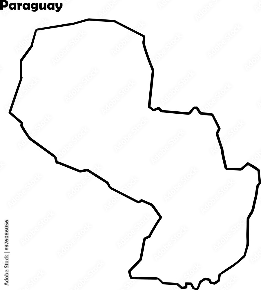 Paraguay country map simple outline. Paraguay country map simple outline.