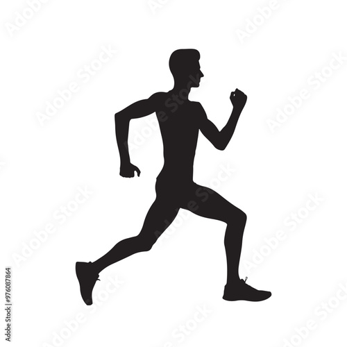 Silhouette of a runner in mid-stride vector on a white background