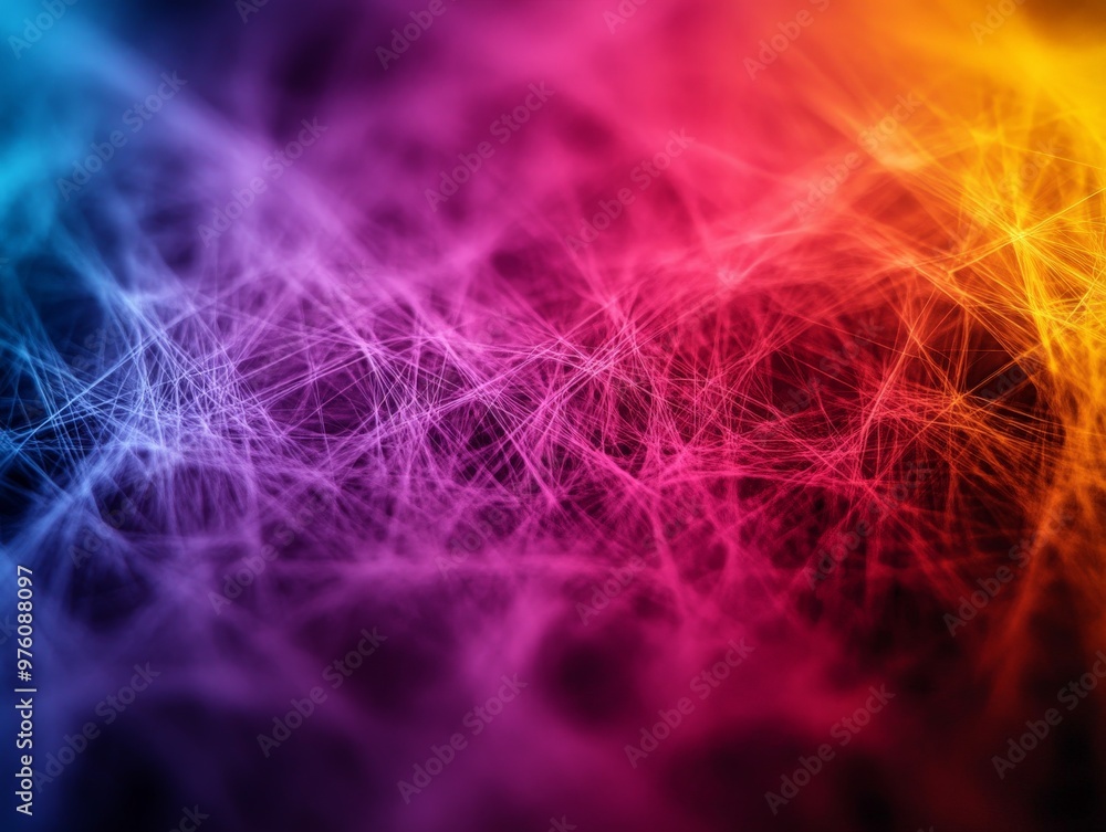 An abstract image featuring a vibrant network of intertwined lines in various colors such as blue, purple, pink, and yellow, symbolizing connection and complexity. An abstract image featuring a vibrant network of intertwined lines in various colors such as blue, purple, pink, and yellow, symbolizing connection and complexity.