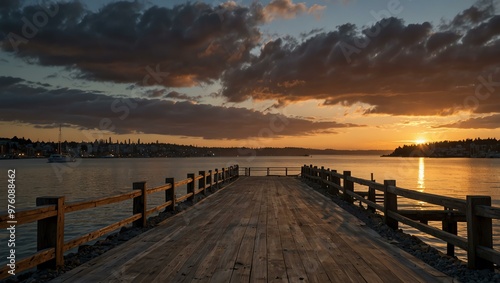 Wallpaper Mural Everett Waterfront Dock at sunset. Torontodigital.ca