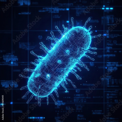 Wallpaper Mural Bacteria cell breakdown in blueprint format, glowing data streams, modern sci-fi vibe, bacterior blueprint, advanced bio-science Torontodigital.ca