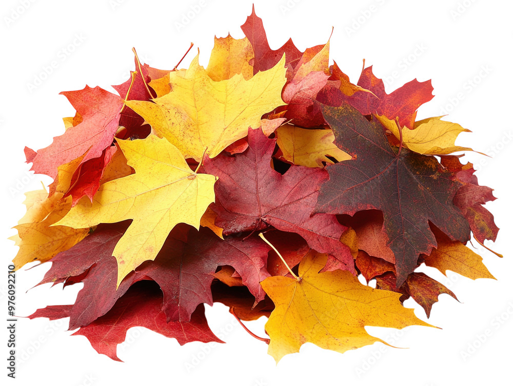 Colorful autumn leaves in shades of red, yellow, and orange, isolated on white background. PNG transparent. Colorful autumn leaves in shades of red, yellow, and orange, isolated on white background. PNG transparent.