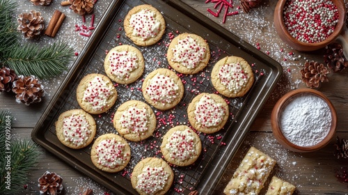 Christmas Cookies with White Chocolate and Sprinkles