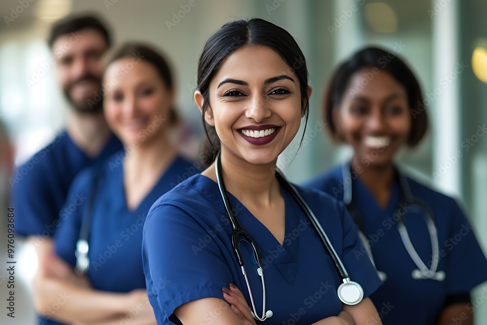 Group of doctors and nurses smiling at the hospital Group of doctors and nurses smiling at the hospital