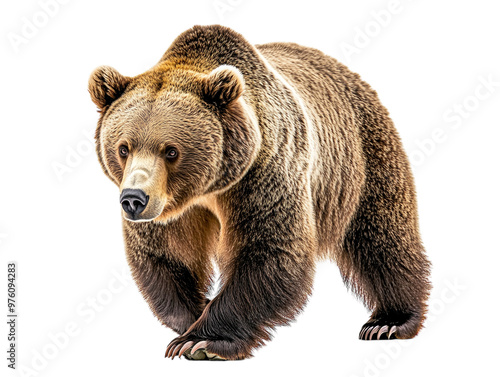 Wallpaper Mural Large brown bear walking, isolated on a white background.  PNG transparent. Torontodigital.ca
