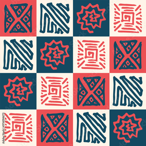 Traditional tribal carving seamless pattern
