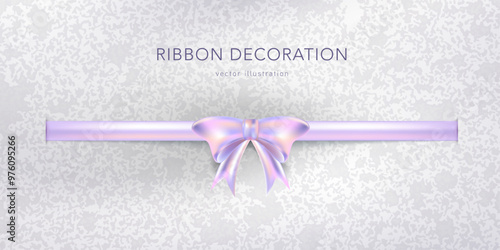 Holographic gradient ribbon and banner vector. Pink chrome gradient ribbon, shinny tag, glossy label. Promotion sale decoration smooth metal surface. illustration vector premium.