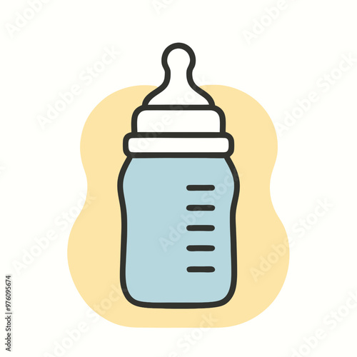 A baby bottle with a black lid, line art vector, white background,