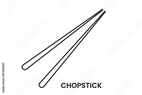 Chopsticks line Icon, vector, silhouette set. Chinese, Japanese chopsticks vector, icon set in glass. Restaurant chopsticks flat icon. Vector illustration.