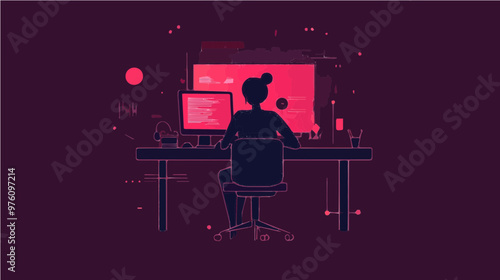 Minimalist vector of a person working on building a consulting business. Ideal for business startup illustrations and professional branding.