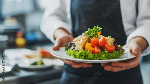 Hospitality service team providing exceptional dining service in a high-end restaurant photo