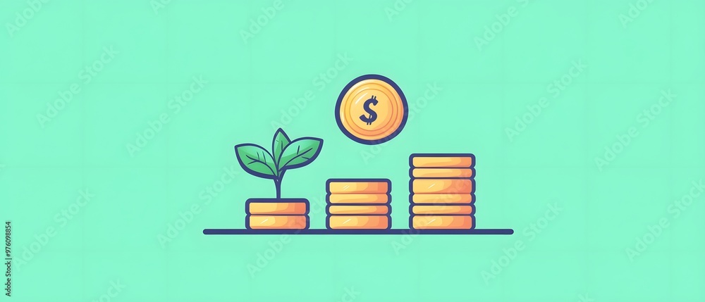 Growing Money Plant Financial Growth Investment Concept Growing Money Plant Financial Growth Investment Concept