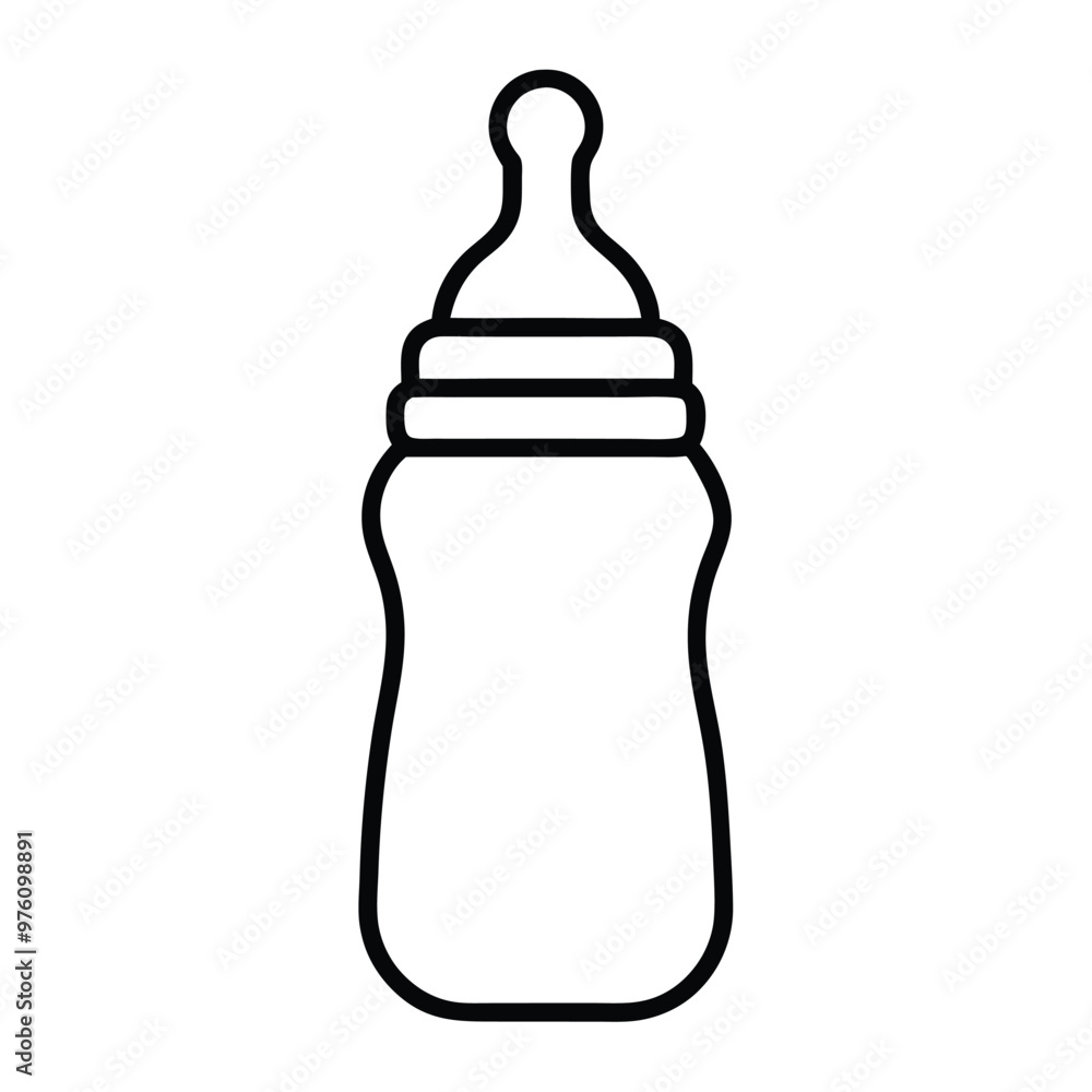 A baby bottle with a black lid, line art vector, white background, A baby bottle with a black lid, line art vector, white background,