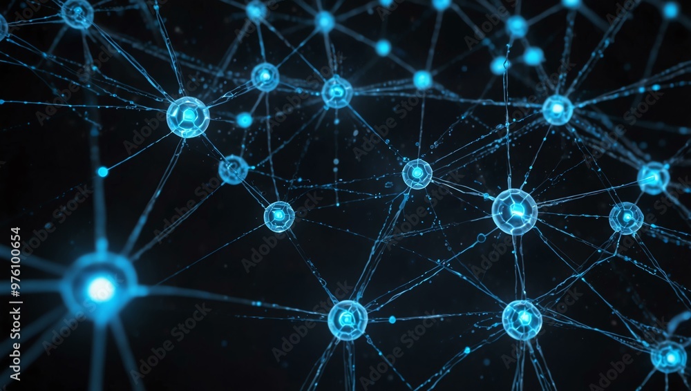 Futuristic digital network with glowing blue nodes. Futuristic digital network with glowing blue nodes.