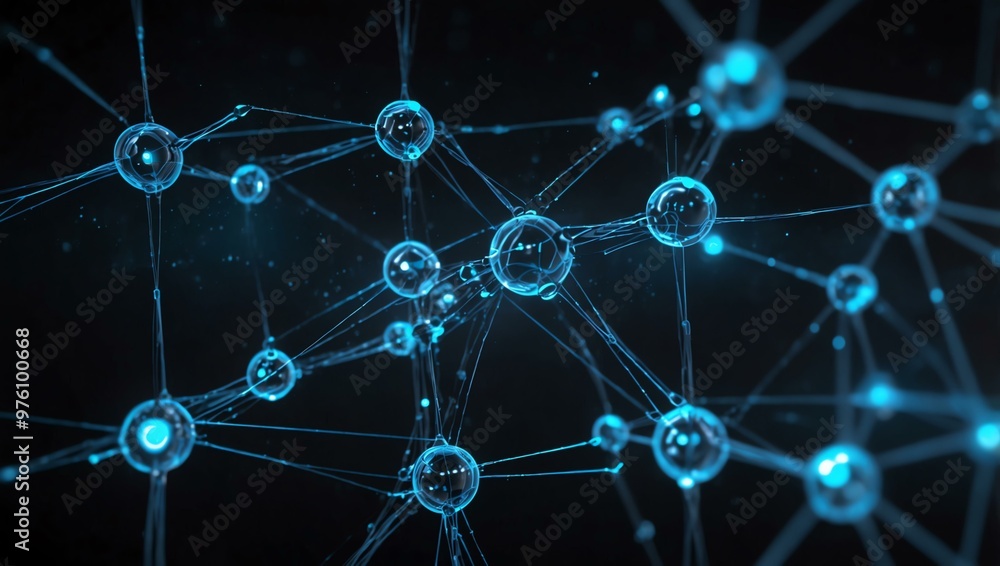 Futuristic digital network with glowing blue nodes. Futuristic digital network with glowing blue nodes.