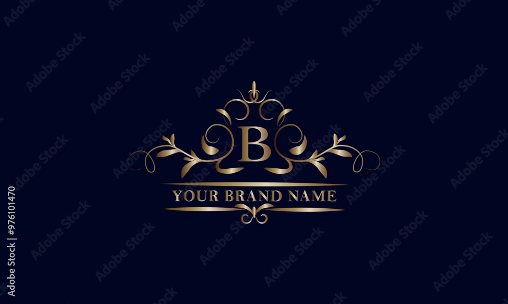 Elegant initial letter B monogram template. Exquisite illustration of company brand, emblem for restaurant, royalty, boutique, cafe, hotel, heraldic, jewelry, fashion. Elegant initial letter B monogram template. Exquisite illustration of company brand, emblem for restaurant, royalty, boutique, cafe, hotel, heraldic, jewelry, fashion.