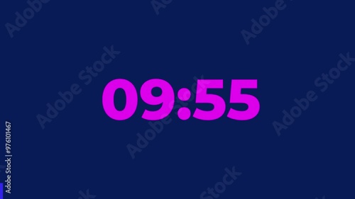 10 Minutes Countdown Timer, Pink numbers on Blue background		
