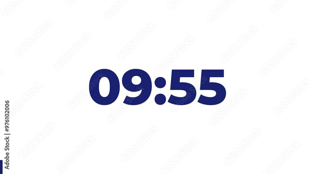 10 Minutes Countdown Timer, Blue numbers on White background		

