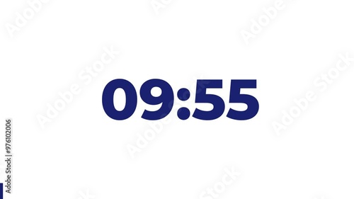 10 Minutes Countdown Timer, Blue numbers on White background		
