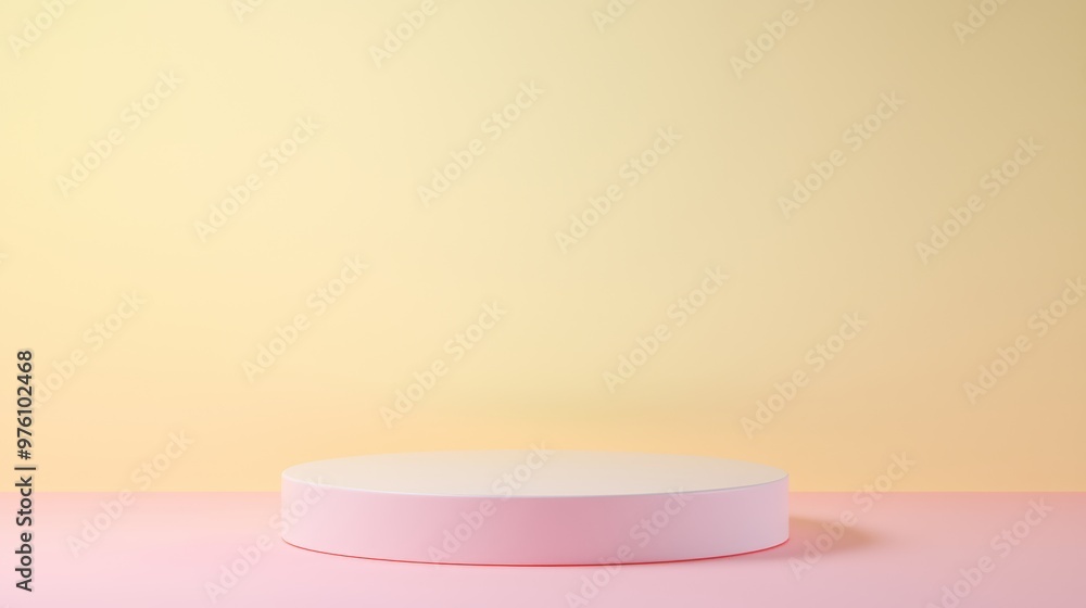 Contemporary pedestal display on pastel background for showcasing products or art in a modern setting. Contemporary pedestal display on pastel background for showcasing products or art in a modern setting.