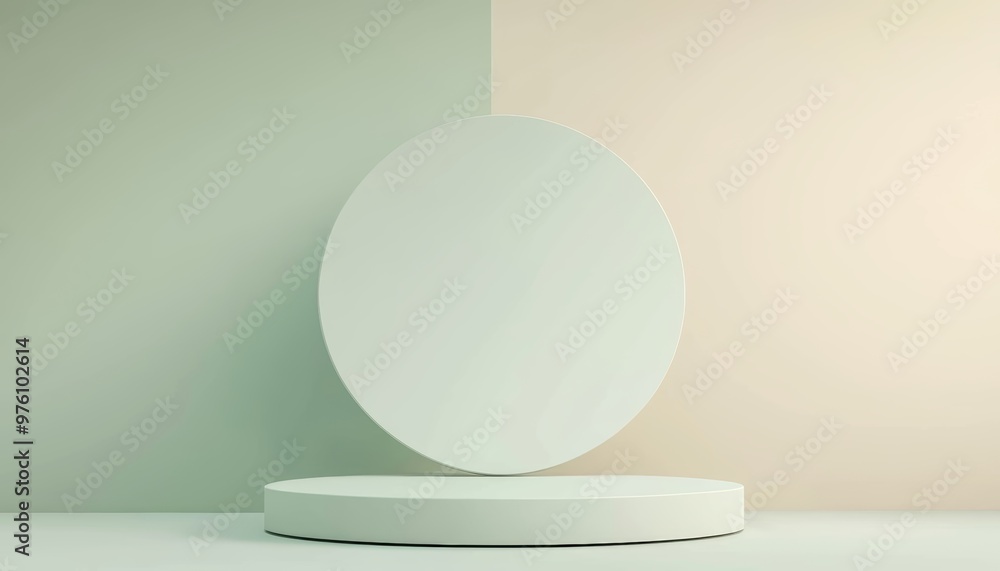 Minimalist display setup with a circular platform against a two-tone background, ideal for product showcasing and design presentations. Minimalist display setup with a circular platform against a two-tone background, ideal for product showcasing and design presentations.