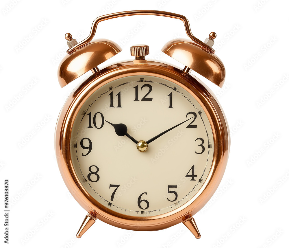 Modern Mini Golden Alarm Clock Isolated on Transparent Background Modern Mini Golden Alarm Clock Isolated on Transparent Background
