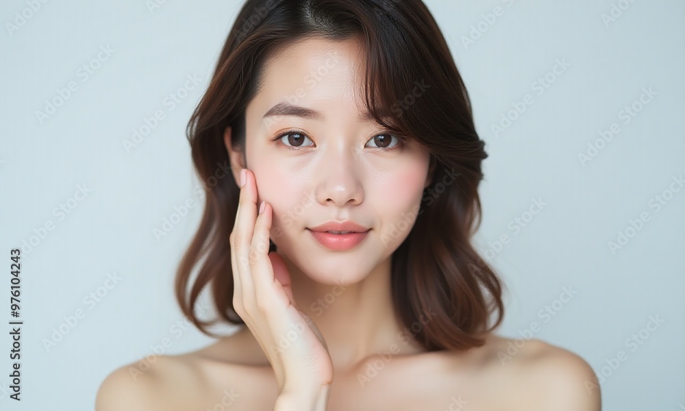Beauty Korean Asian woman, looking at camera, clean background Beauty Korean Asian woman, looking at camera, clean background