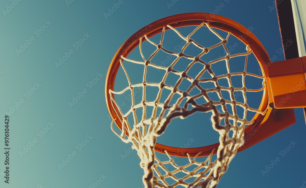A basketball hoop stands tall against a clear blue sky, symbolizing outdoor sports and recreation. A basketball hoop stands tall against a clear blue sky, symbolizing outdoor sports and recreation.