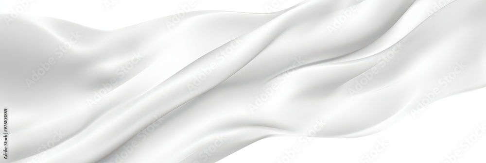 Fototapeta premium Smooth white fabric with soft flowing folds and elegant drapery, creating a minimalist and luxurious texture, perfect for backgrounds, textiles, and clean design concepts